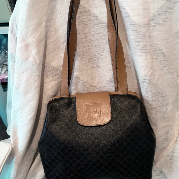 CELINE Macadam shoulder bag brown gold metal fittings PVC leather - Picture 1 of 15